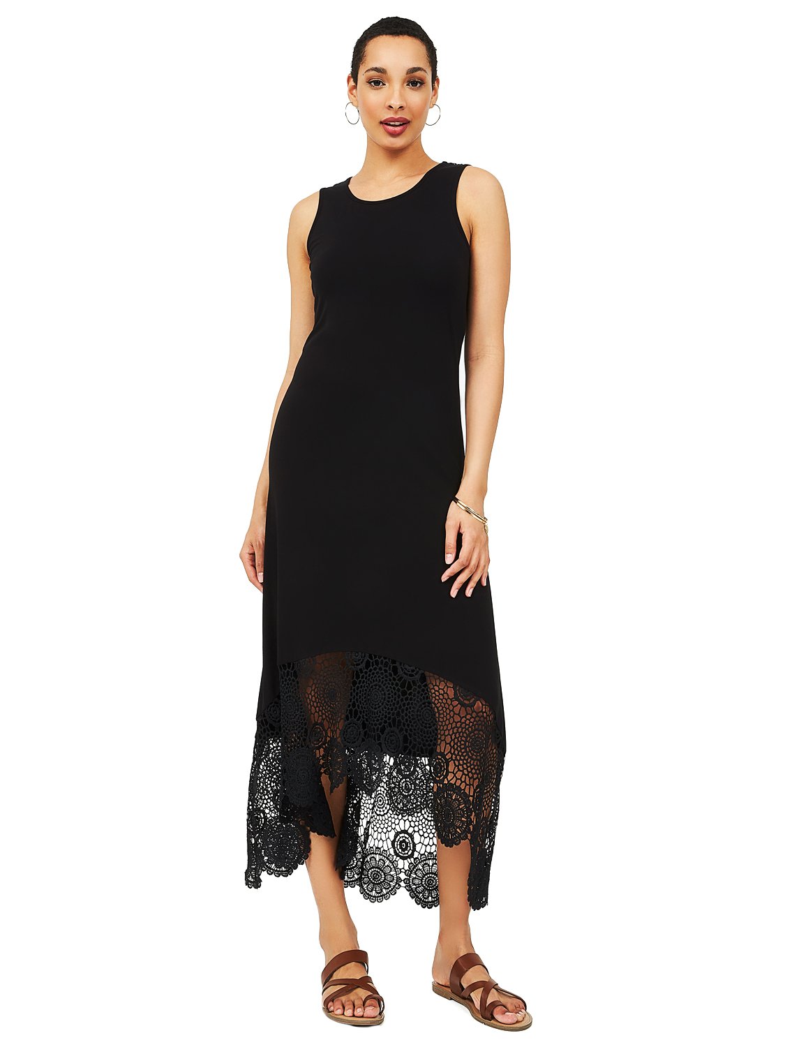 High-Low Sleeveless Crochet Dress