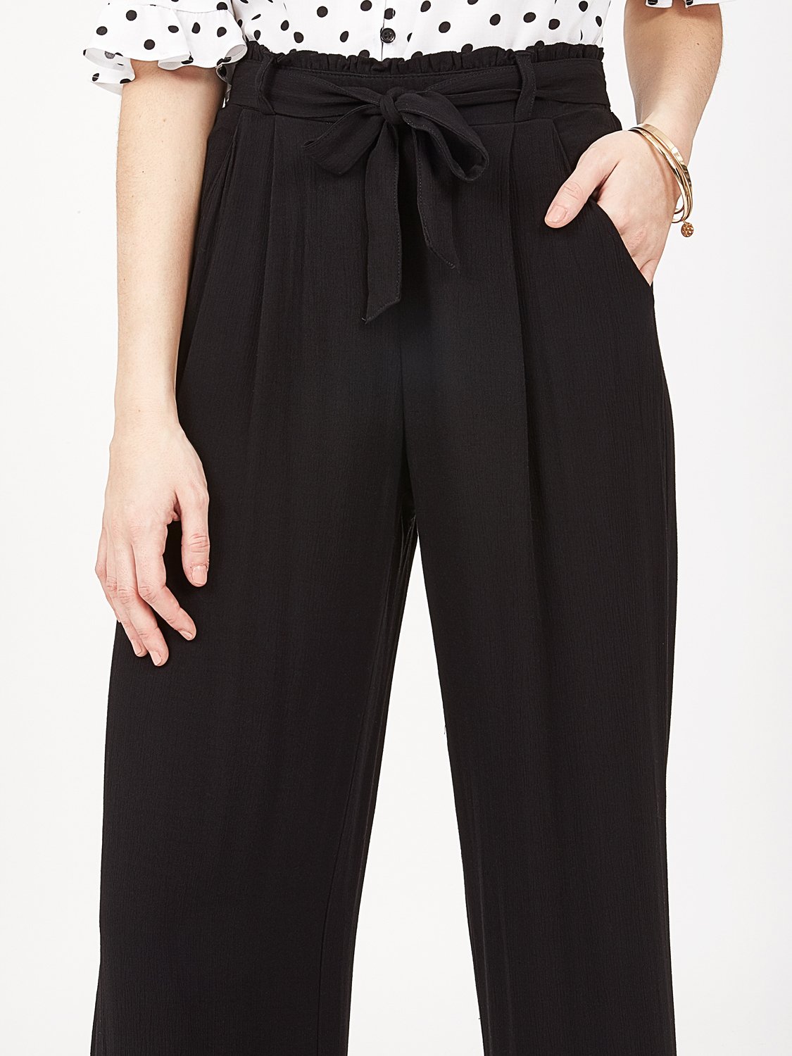 Solid Pleated Palazzo Pants