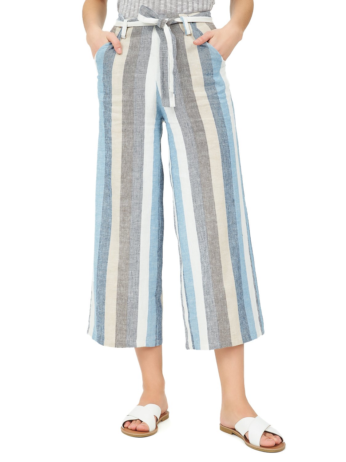 High-Rise Cropped Linen Pants