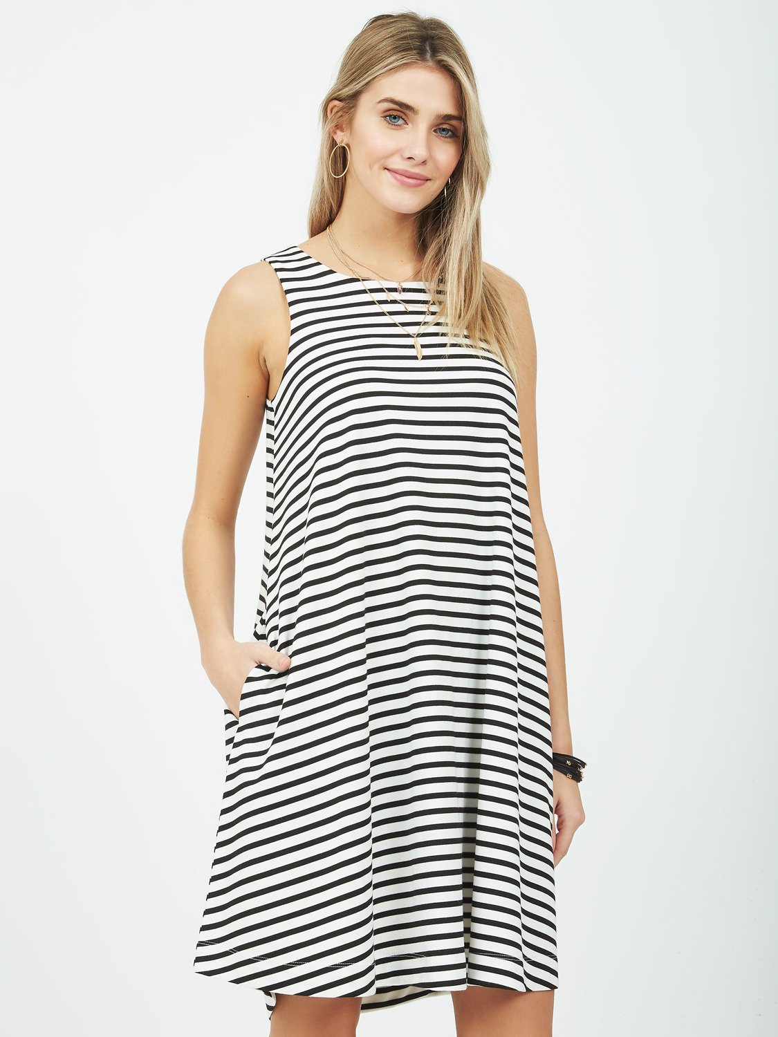 Striped Sleeveless A-Line Dress