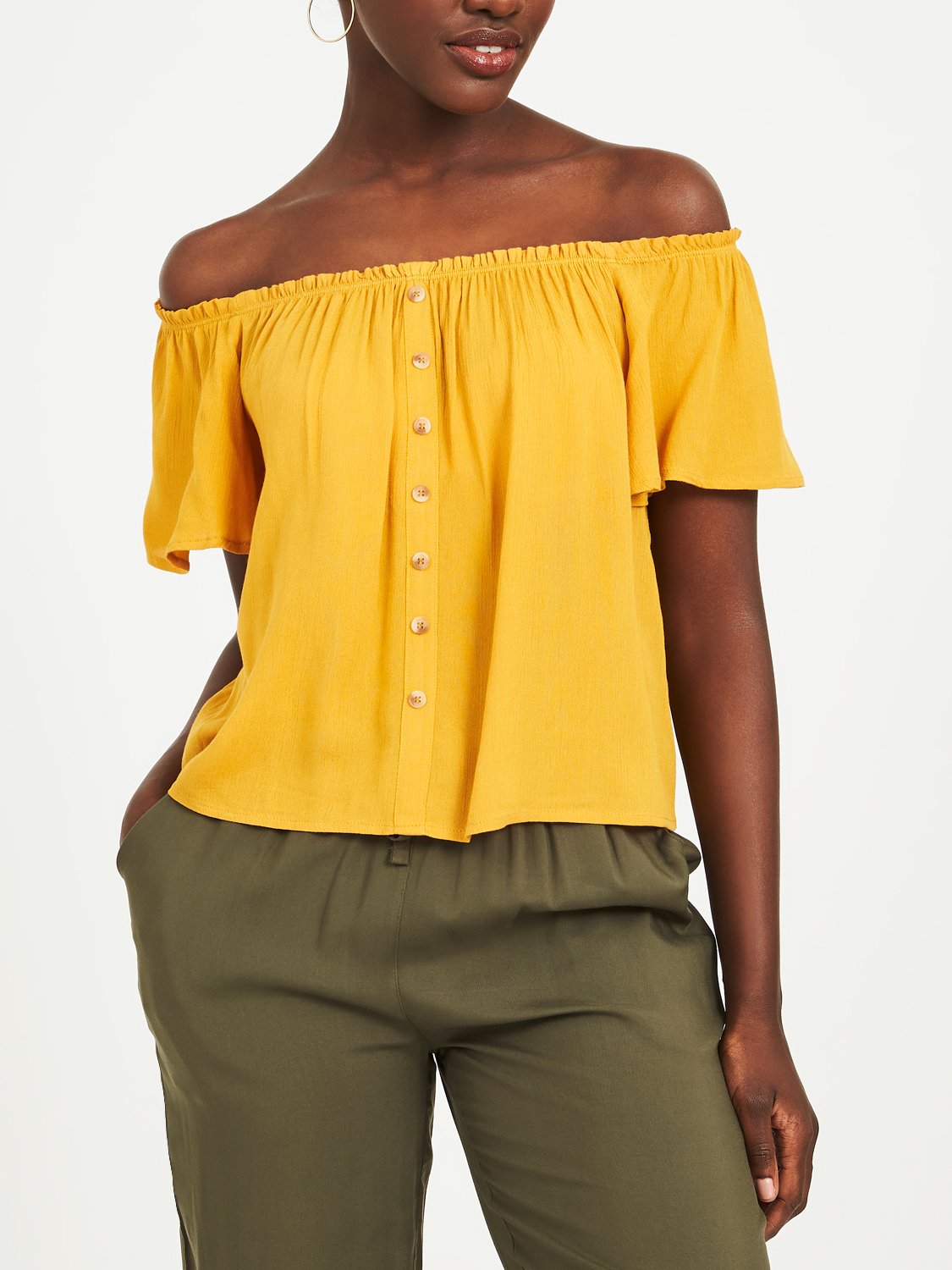 Off-The-Shoulder Woven Blouse