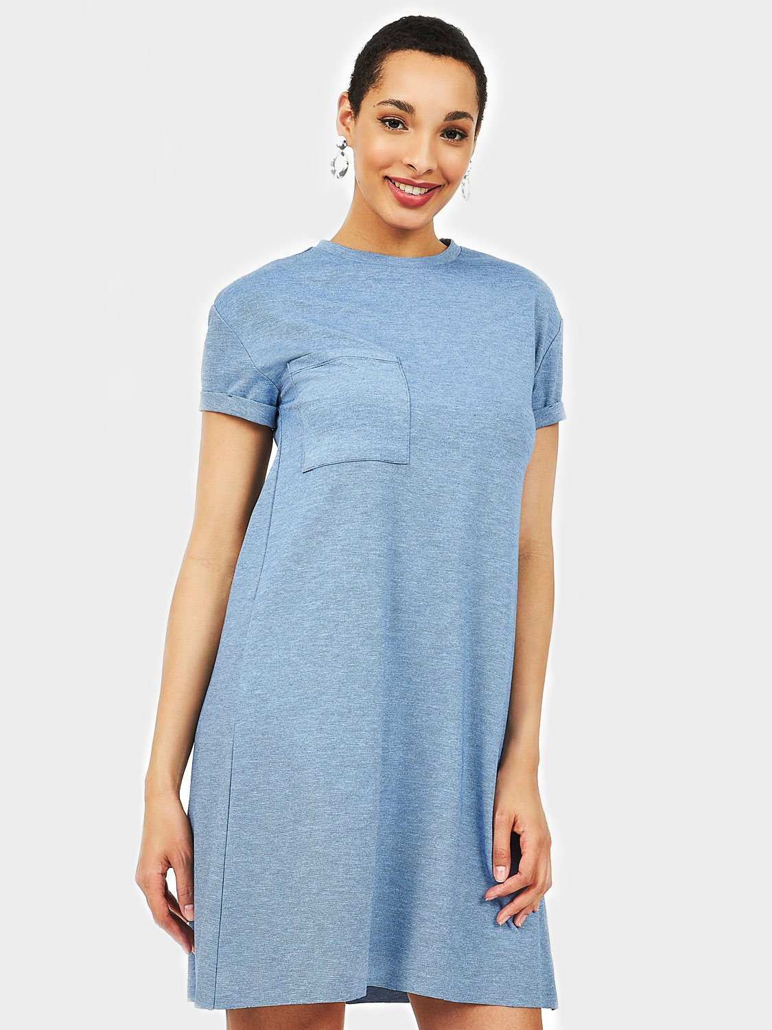 Solid Pleated T-Shirt Dress
