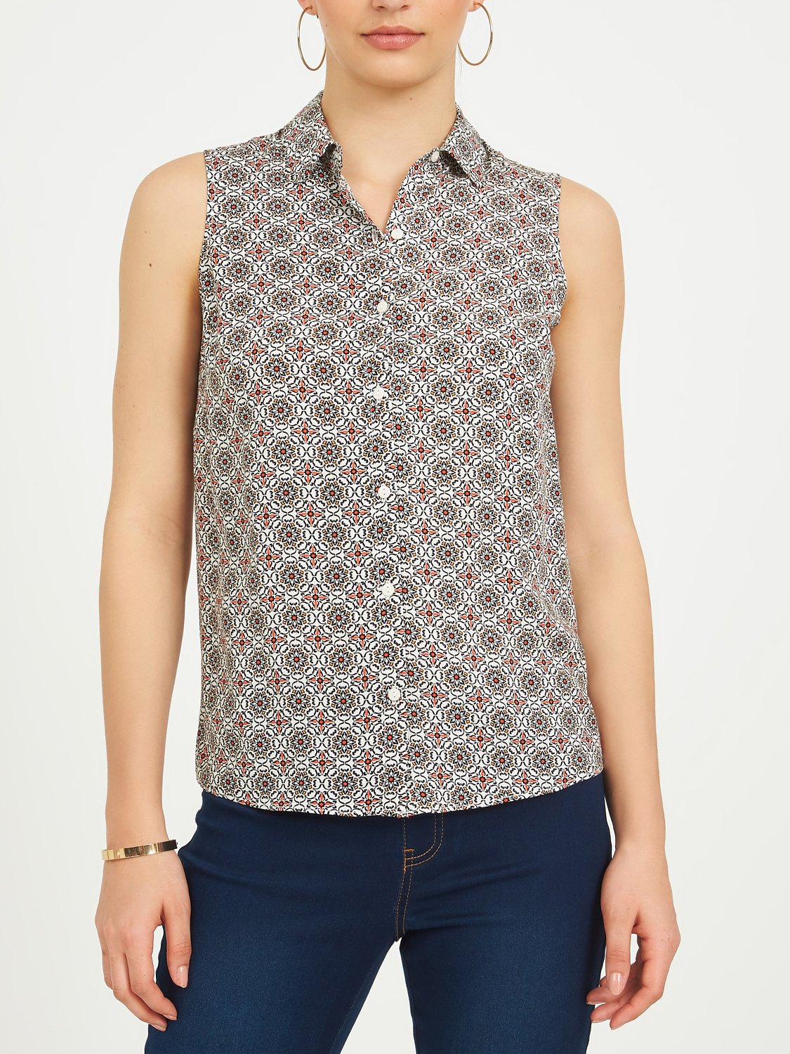 Blouse Challis imprimée sans manches