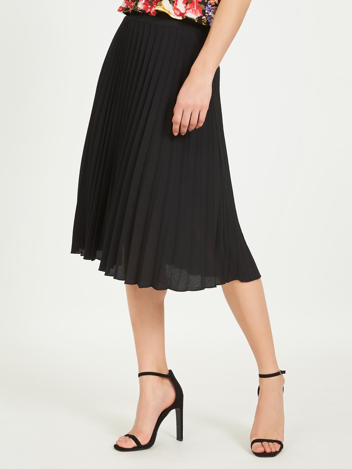 Crepe Pleated Midi Skirt