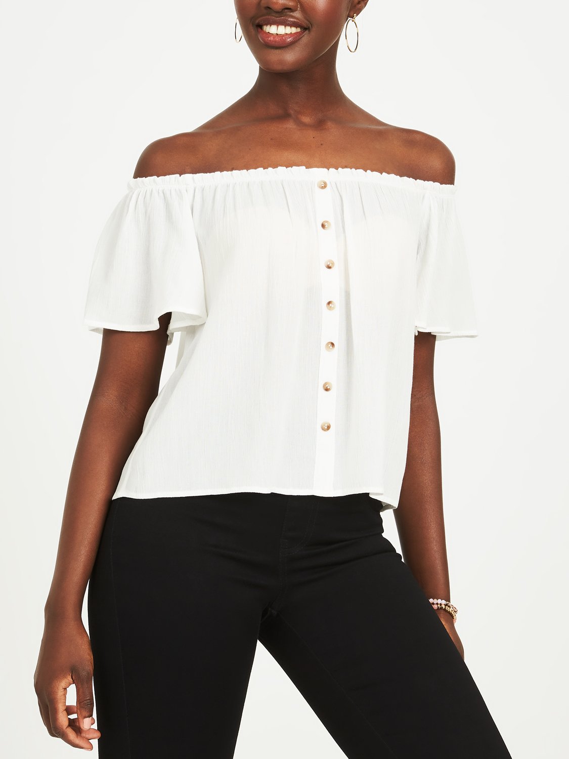 Off-The-Shoulder Woven Blouse