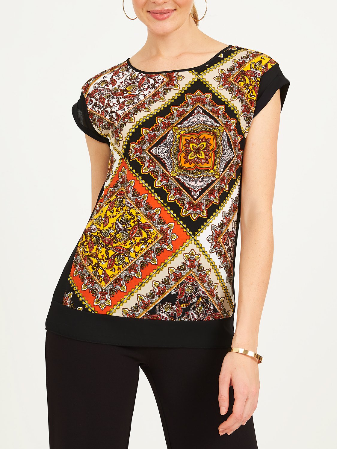 Copy of Patchwork Print Chiffon Top