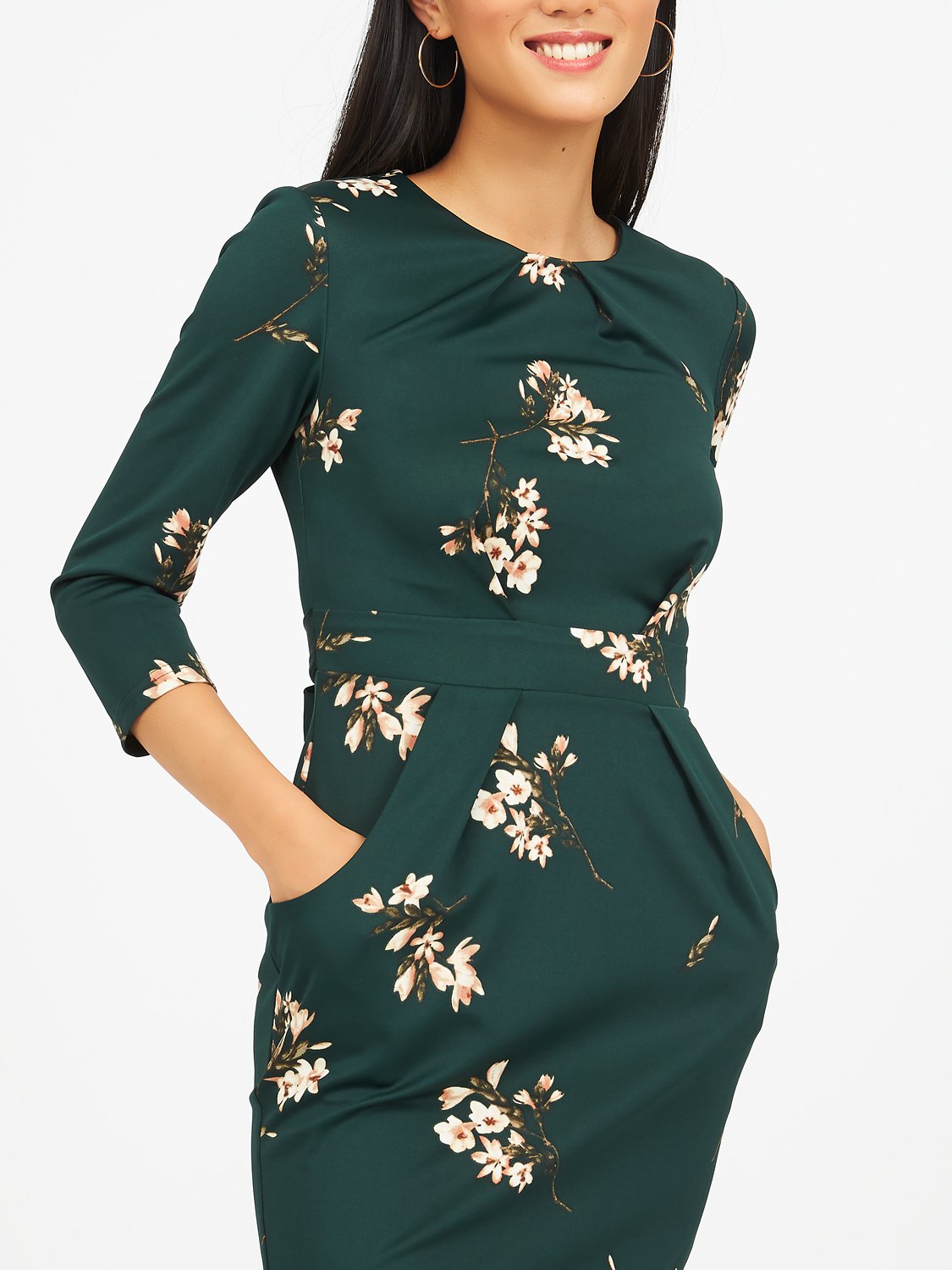 Floral Sheath Dress With Boat Neck