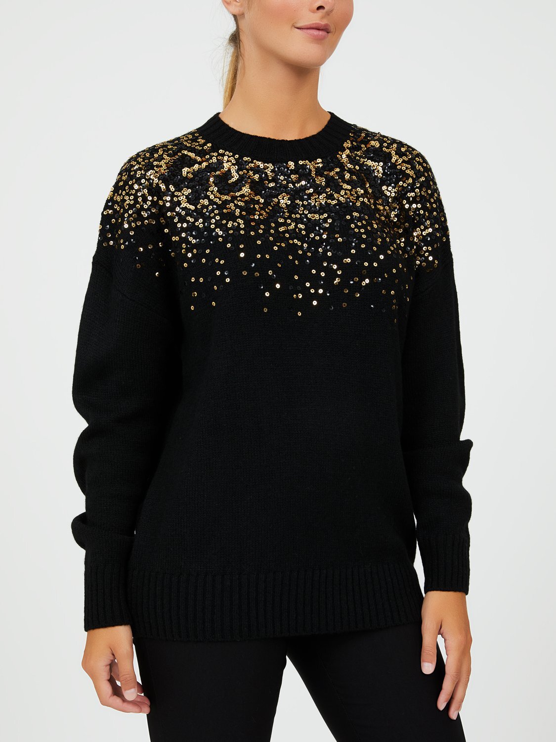 Long Sleeve Sequin Crew Neck Sweater .jpg