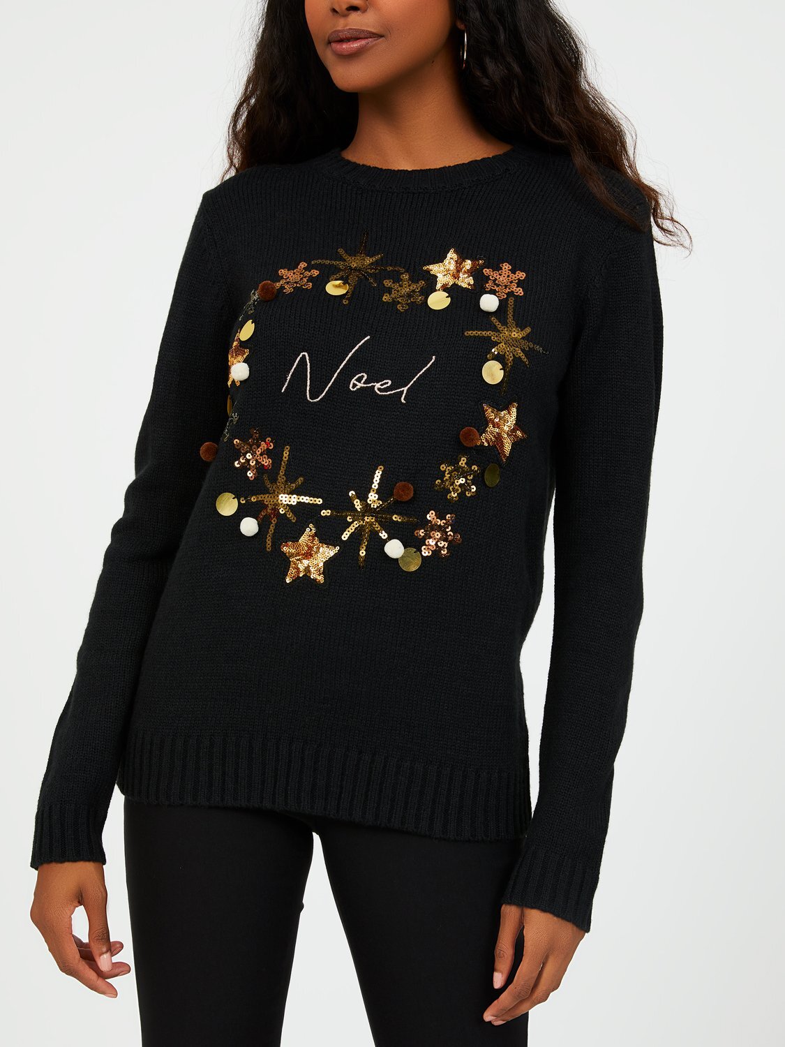 Crew Neck Noel & Xmas Wreath Print Sweater .jpg
