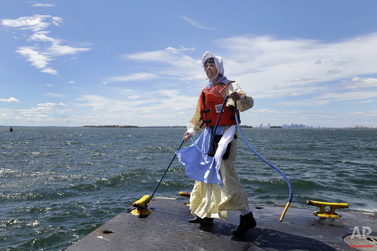  In this Aug. 17, 2016 photo, Sally Snowman, the keeper of Boston Light, unties a dock line at Little Brewster Island in Boston Harbor. (AP Photo/Elise Amendola)&nbsp;See these photos on  APImages.com  