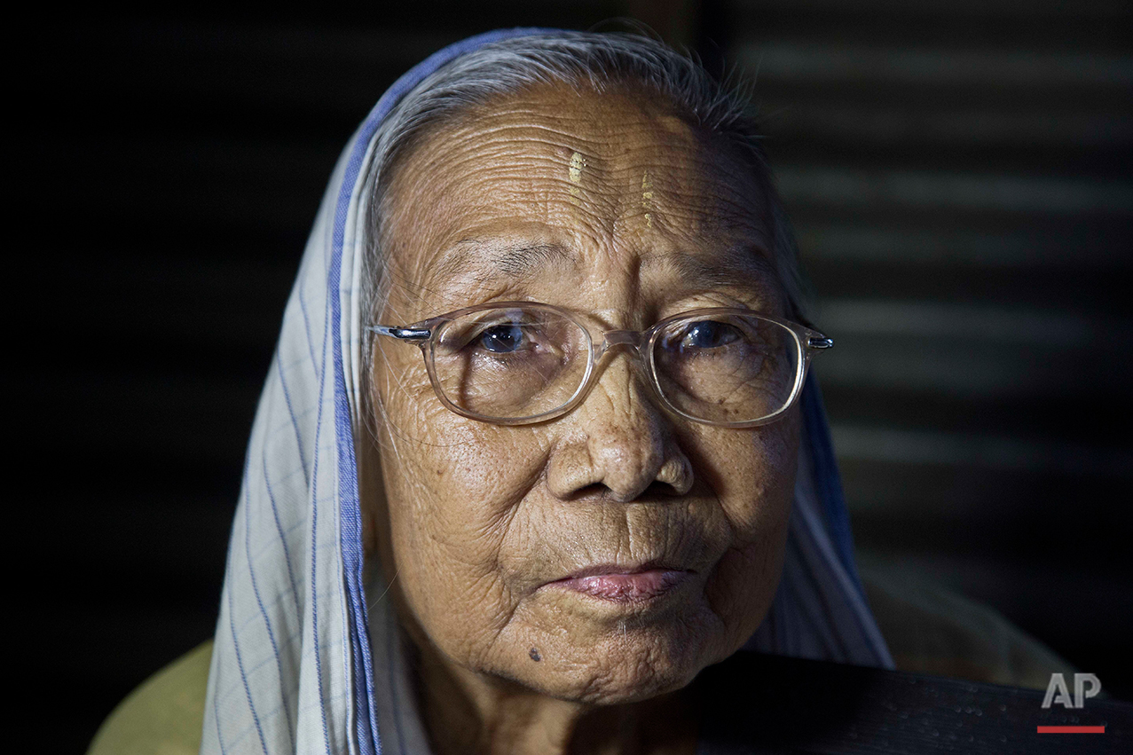  Irom Sakhi Devi, 84, mother of Indian activist Irom Sharmila, looks on as media persons interview her at her home in Imphal, northeastern Manipur state, India, Monday, Aug.8, 2016. Sharmila, the 44-year-old activist who has been on a hunger strike f