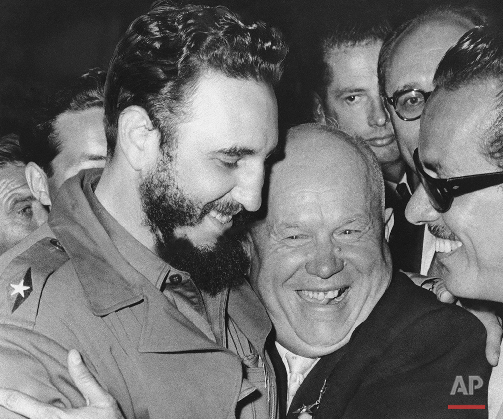  In a Sept. 20, 1960 photo, Cuban leader Fidel Castro, left, and Soviet leader Nikita Khrushchev hug at the United Nations. As Castro celebrates his 90th birthday on Aug. 13, 2016, hundreds of thousands of Cubans are running private businesses, buyin