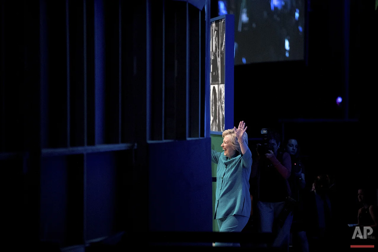 Democratic presidential candidate Hillary Clinton arrives to speak at the American Federation of State, County and Municipal Employees 42nd International Convention at the Las Vegas Convention Center in Las Vegas, Tuesday, July 19, 2016. (AP Photo/Andrew Harnik)