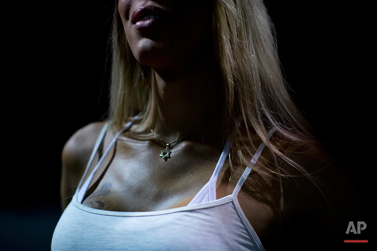  In this Sunday, May 22, 2016 photo, Liez Nhas, a contestant in the first Miss Trans Israel beauty pageant, listens to a choreographer during a rehearsal in Tel Aviv, Israel. The pageant will be held at HaBima, Israel's national theater, in Tel Aviv 