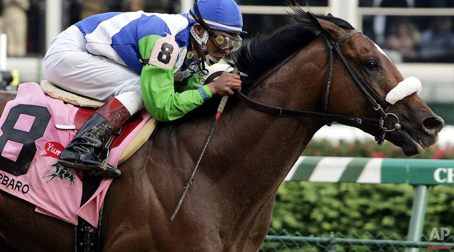 Jockey Edgar Prado aboard Barbaro wins the Kentucky Derby at Churchill Downs in Louisville, Ky., Saturday , May 6, 2006. (AP Photo/Amy Sancetta)