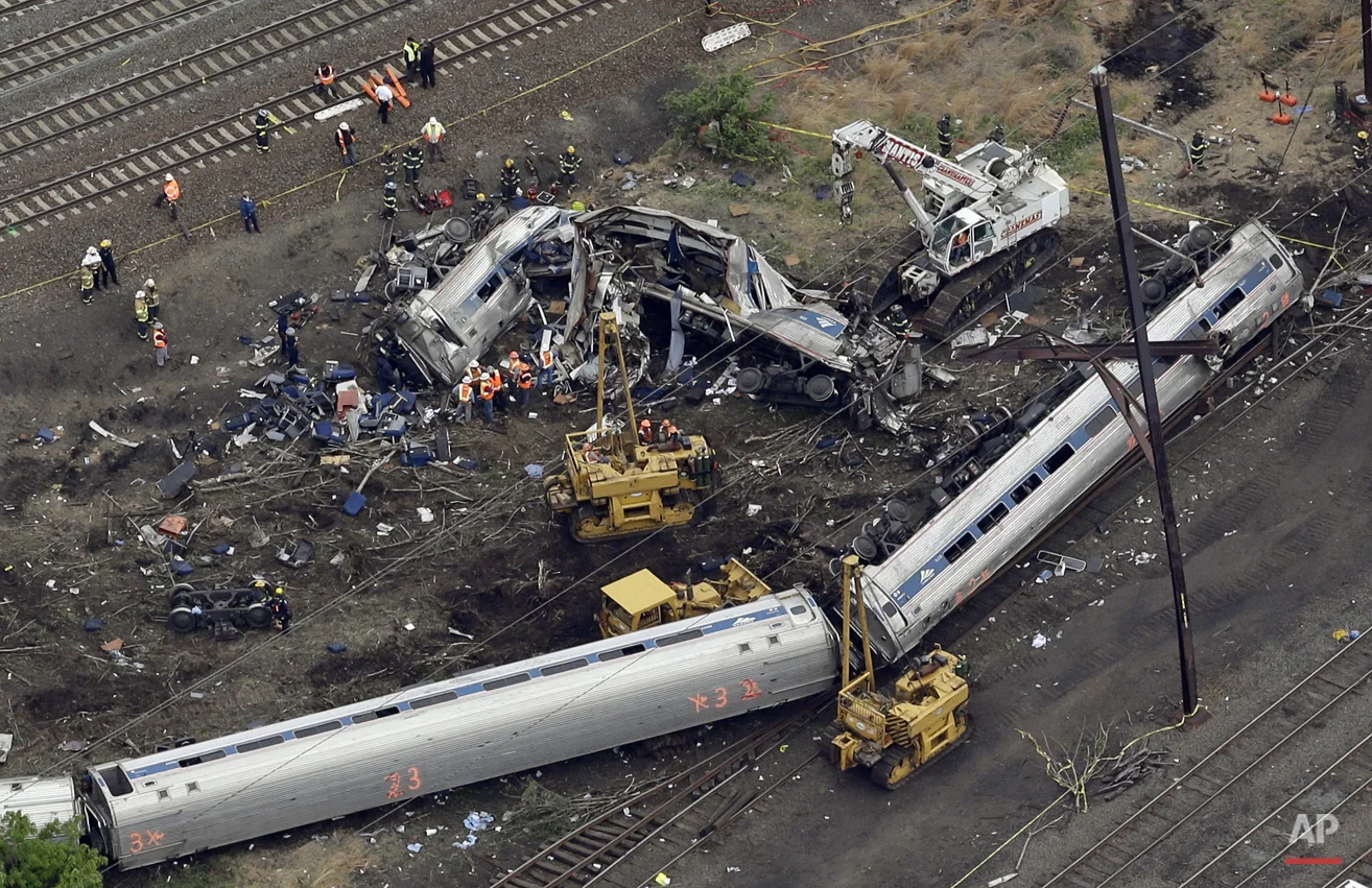  Emergency personnel work at the scene of a deadly Amtrak train derailment, Wednesday, May 13, 2015, in Philadelphia.  (AP Photo/Patrick Semansky) 