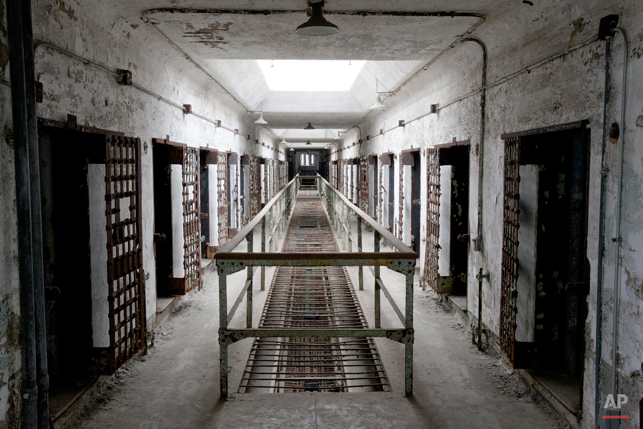  This Oct. 13, 2014, photo shows cellblock 12 at Eastern State Penitentiary in Philadelphia. The penitentiary took in its first inmate in 1829, closed in 1971 and reopened as a museum in 1994.  (AP Photo/Matt Rourke) 