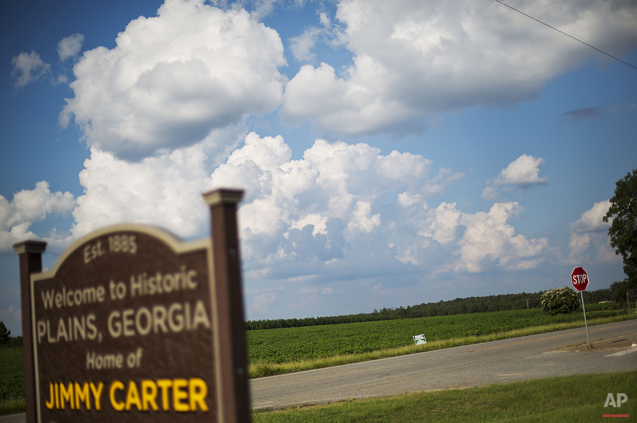  A welcome sign leading to the center of former President Jimmy Carter's hometown in Plains, Ga. is seen Saturday, Aug. 22, 2015. Carter remains the biggest draw for the town of less than 800. A steady stream of tourists continue to visit the family 