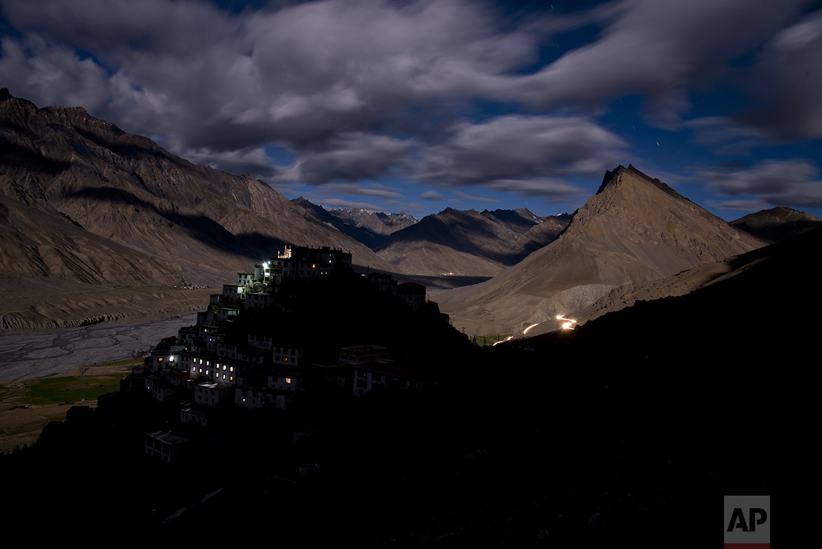  In this Aug. 18, 2016, photo, the Key monastery is seen from a neighboring hilltop. Key is one of the most important Buddhist monasteries in the Spiti Valley, and home of more than 350 monks. (AP Photo/Thomas Cytrynowicz) 