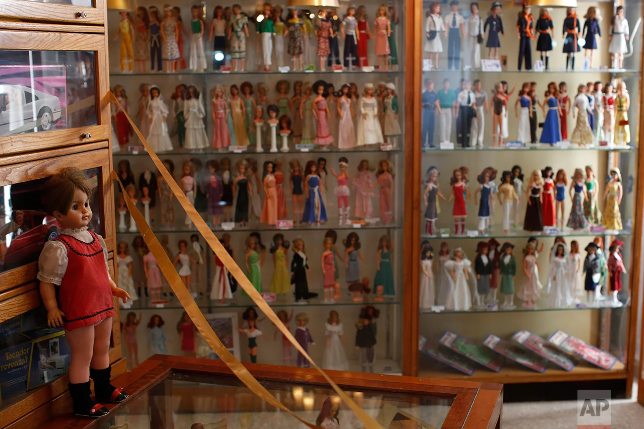 In this Jan. 6, 2017 photo, Barbara Lili dolls, the Mexican version of the Barbie doll, are displayed prior to the opening of a large Barbie doll exhibit at the Mexico Antique Toy Museum in Mexico City. Among the millions of items displayed in this museum, all sorts of Mexican wrestling paraphernalia and old traditional Mexican toys remind Mexicans of their rich cultural heritage as well as a blunt reminder that before the North American Free trade agreement was signed in the 1990's, Mexico had a robust, healthy and creative national toy industry that is now practically defunct.(AP Photo/Dario Lopez-Mills)