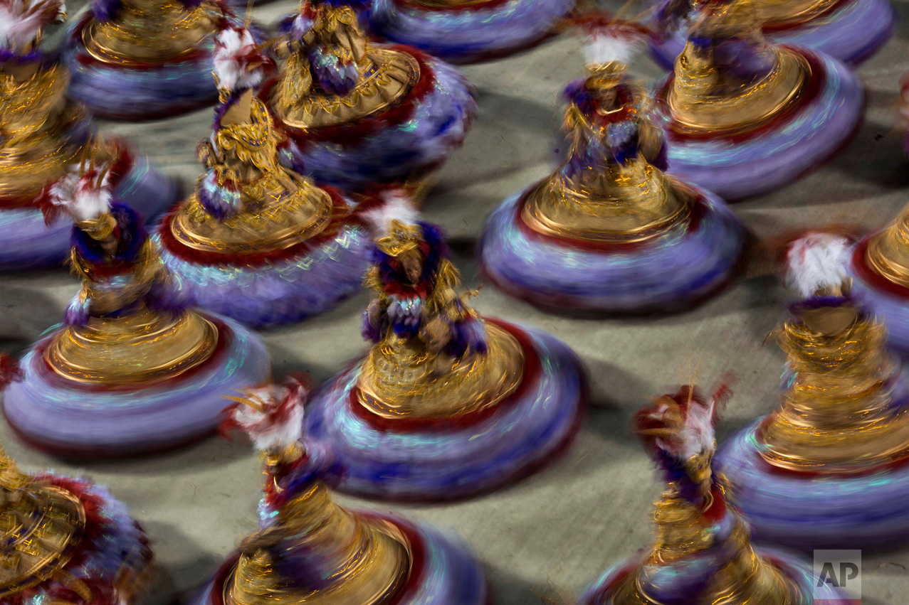  Performers from the Uniao da Ilha samba school parade during Carnival celebrations at the Sambadrome in Rio de Janeiro, Brazil, Monday, Feb. 27, 2017. Competitors work for months to ready for Brazil's world famous Carnival parades of samba dancing, 