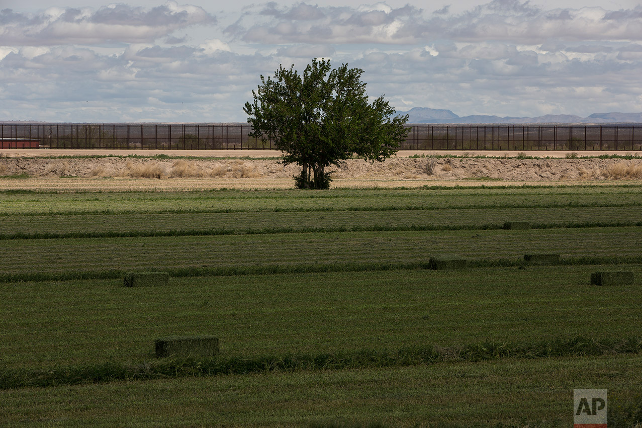  A farm located adjacent to the fence at the US-Mexico border in the Juarez valley, Mexico, Wednesday, March 29, 2017, across from the outskirts of El Paso, Texas. (AP Photo/Rodrigo Abd) 