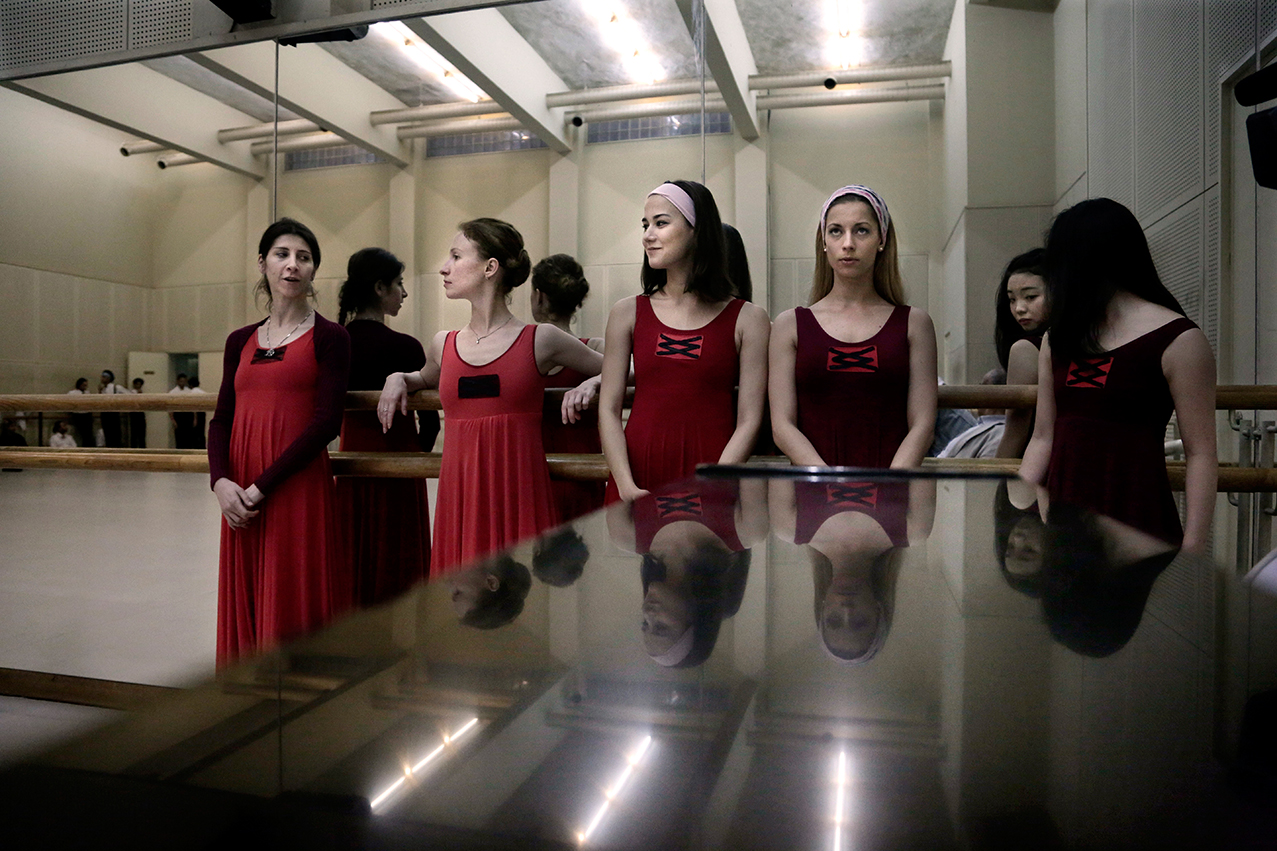  In this March 23, 2017 photo, foreign ballerinas wait their turn to practice during a rehearsal at Egypt's Cairo Opera House. (AP Photo/Nariman El-Mofty) 