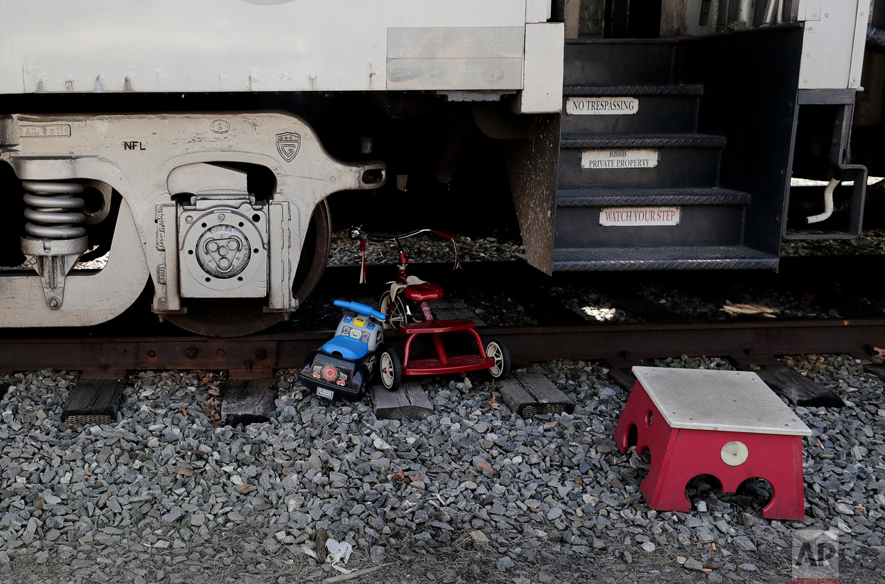  Children's toys sit on the train tracks beneath the Ringling Bros. and Barnum & Bailey Circus train as it sits parked in a rail yard, Thursday, May 4, 2017, in Providence, R.I. "The Greatest Show on Earth" is about to put on its last show on earth. 