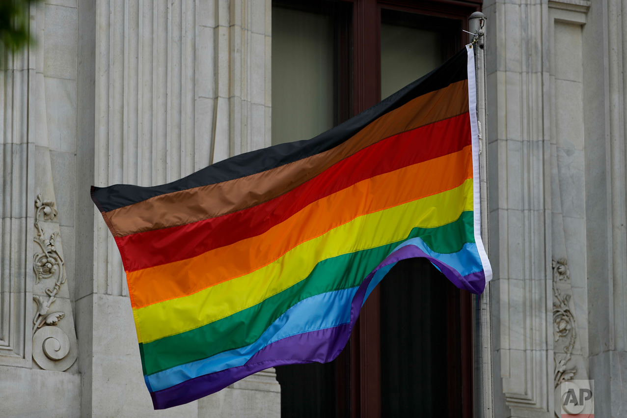  Philadelphia's altered gay pride flag is seen outside City Hall, June 19, 2017. (AP Photo/Matt Slocum) 