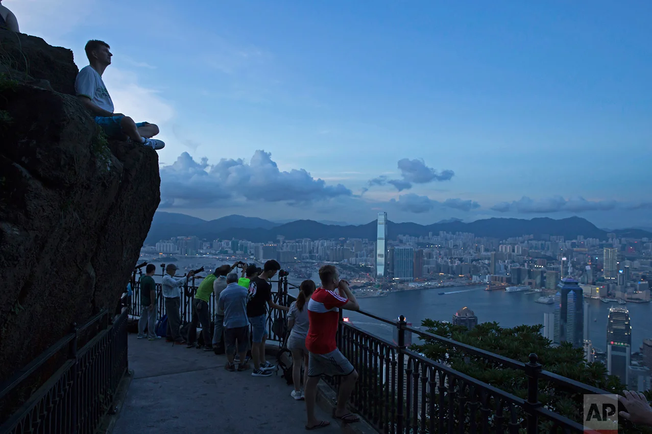 In this June 7, 2017, photo, a general view from Victoria Peak is seen in Hong Kong. (AP Photo/Kin Cheung)