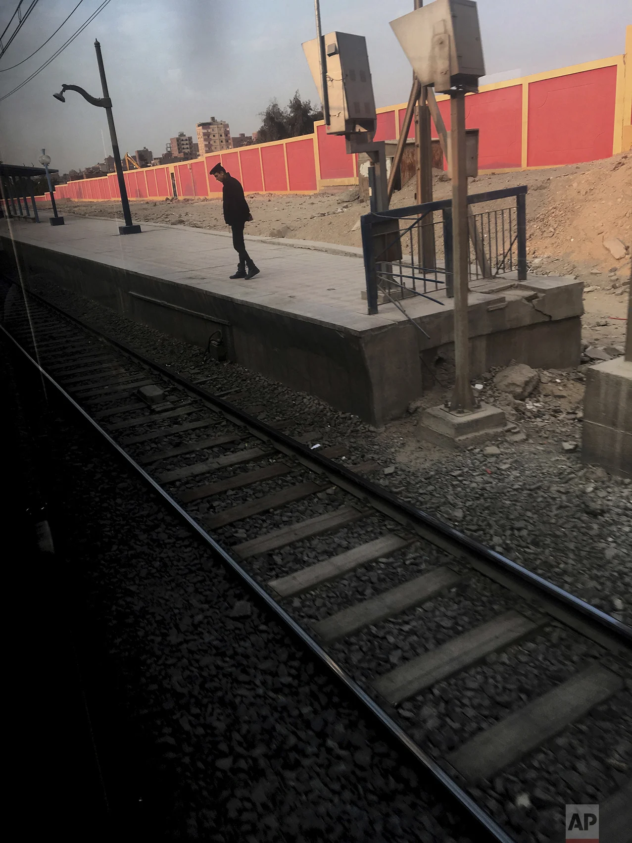 In this Feb. 1, 2017 photo, an Egyptian security stands guard at a metro station, in Cairo, Egypt. (AP Photo/Nariman El-Mofty)