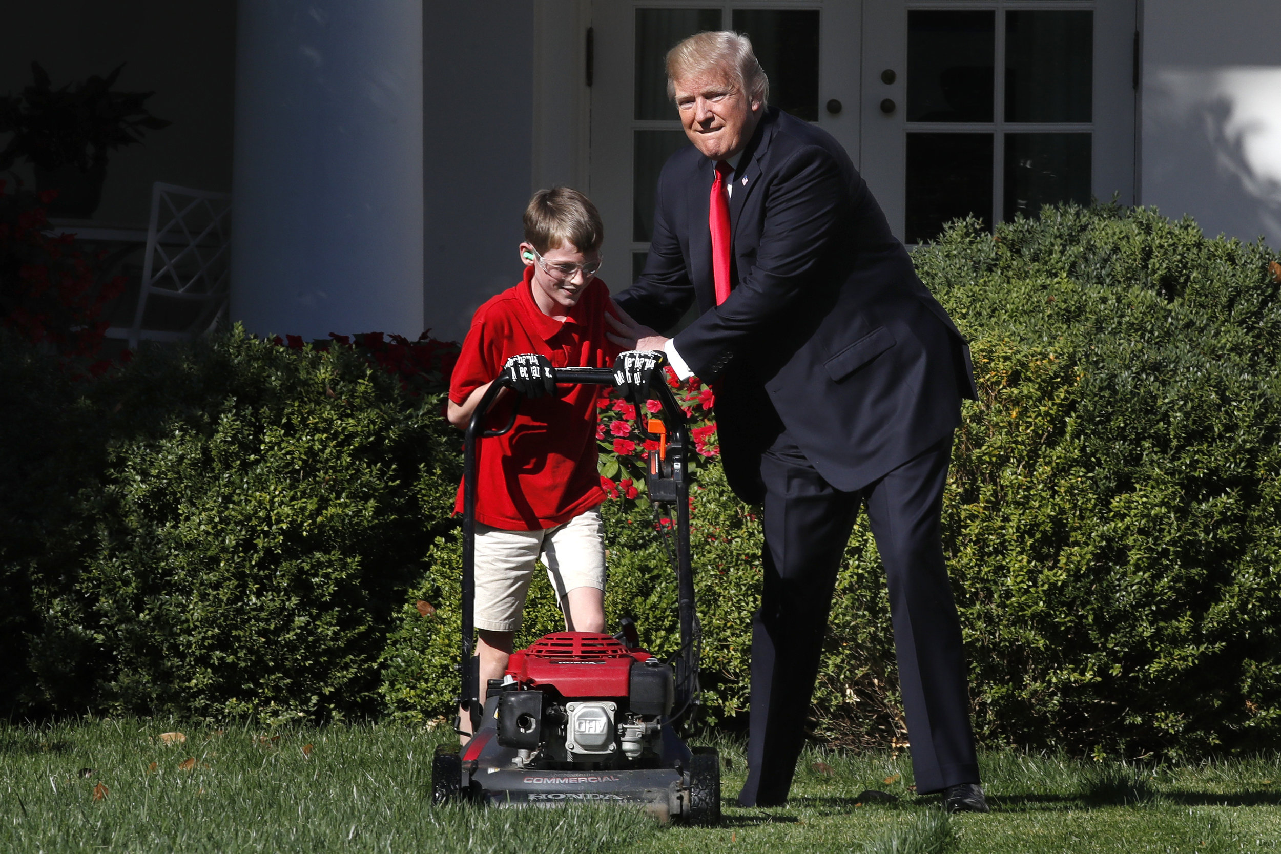 Trump Lawn Mowing Boy