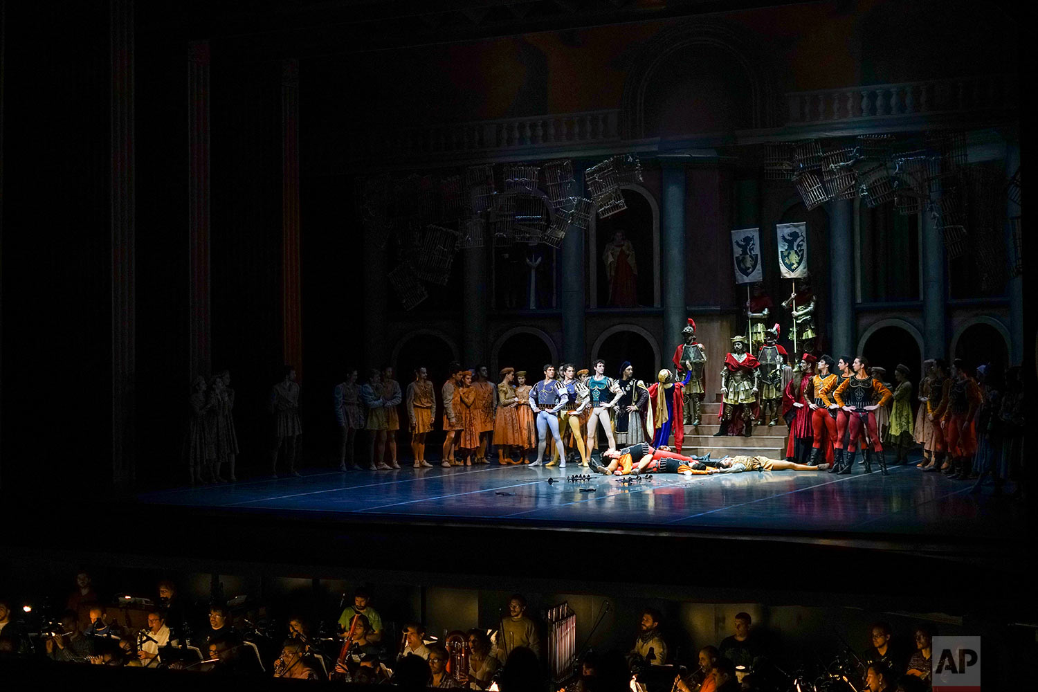  In this Friday, Sept. 15, 2017 photo, dancers rehearse for Romeo and Juliet in Montevideo, Uruguay. (AP Photo/Matilde Campodonico) 