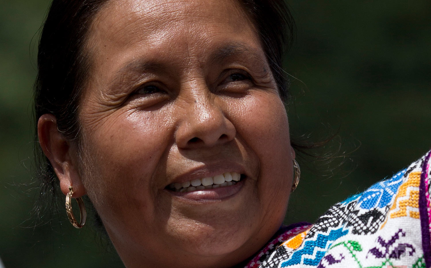  In this Saturday, Oct. 14, 2017 photo, Maria de Jesus Patricio, presidential candidate for the National Indigenous Congress, campaigns for president in the Zapatista stronghold of Guadalupe Tepeyac in the southern state of Chiapas, Mexico.&nbsp; (AP