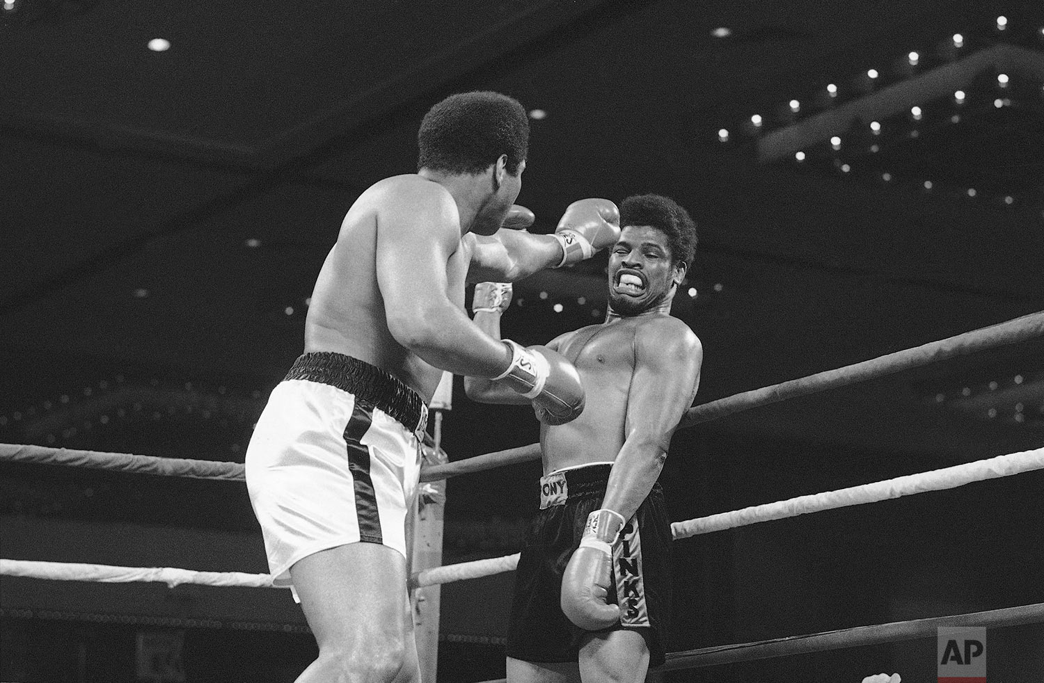  Leon Spinks, right, bobs back on Wednesday, Feb. 15, 1978 evading left jab by champion Muhammad Ali early in title fight in Las Vegas, Nevada. "I underestimated him, he is a tough kid", Ali said in his dressing room, after officials awarded the figh