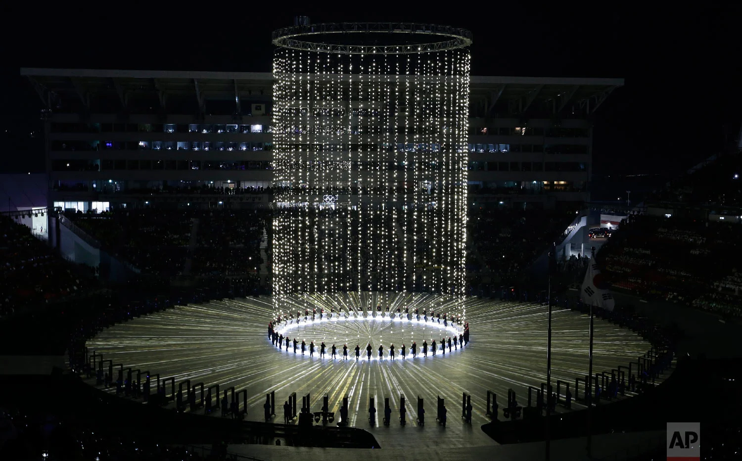 Performers participate during the opening ceremony of the 2018 Winter Olympics in Pyeongchang, South Korea, Friday, Feb. 9, 2018. (AP Photo/Natacha Pisarenko)