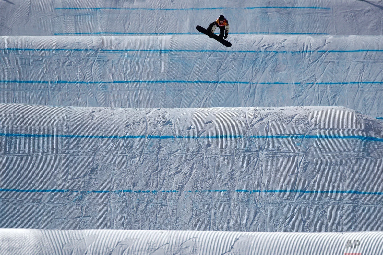 Max Parrot, of Canada, jumps during the men's slopestyle final at Phoenix Snow Park at the 2018 Winter Olympics in Pyeongchang, South Korea, Sunday, Feb. 11, 2018. (AP Photo/Jae C. Hong)