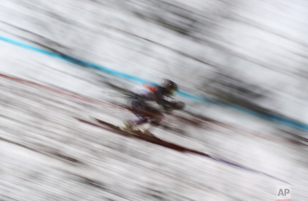  Monaco's Olivier Jenot skis during the downhill portion of the men's combined at the 2018 Winter Olympics in Jeongseon, South Korea, Tuesday, Feb. 13, 2018. (AP Photo/Alessandro Trovati) 