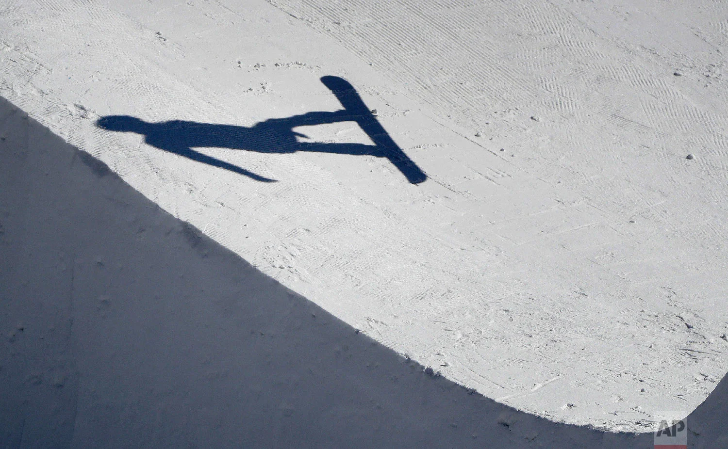 Jerome Lymann, of Switzerland, jumps during the men's snowboard cross seeding run at Phoenix Snow Park at the 2018 Winter Olympics in Pyeongchang, South Korea, Thursday, Feb. 15, 2018. (AP Photo/Gregory Bull)