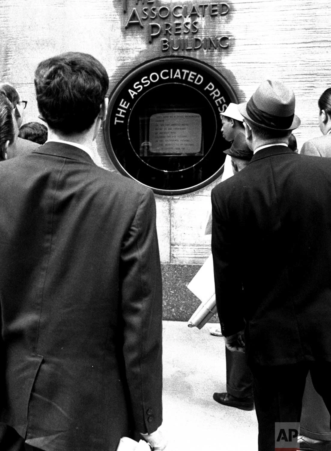 The Associated Press building in New York is shown after Sen. Robert F. Kennedy's assassination, June 5, 1968. (AP Photo)
