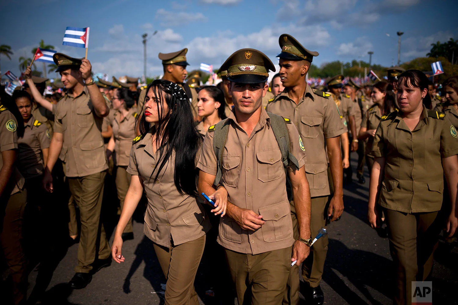 Cuban soldiers take part in the annual May Day parade at Revolution Square in Havana, Cuba, Tuesday, May 1, 2018. (AP Photo/Ramon Espinosa)