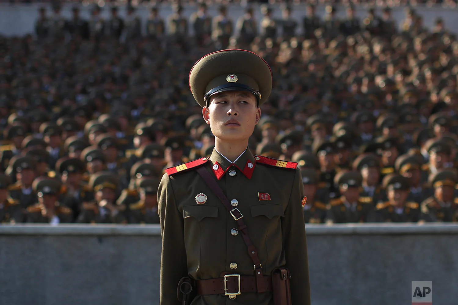 A soldier stands during a parade in Pyongyang, North Korea, to mark the 70th anniversary of the founding of North Korea's ruling party on Oct. 10, 2015. (AP Photo/Wong Maye-E)