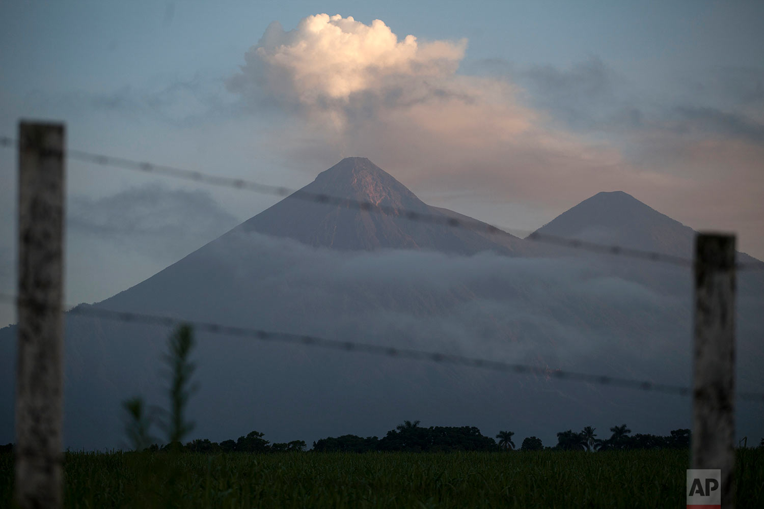  The Volcano of Fire blows a cloud of ash, seen from Palin, Guatemala, June 11, 2018. (AP Photo/Moises Castillo) 