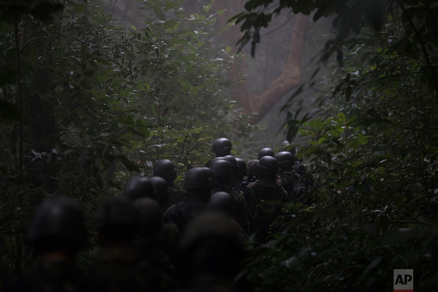  Soldiers patrol the forest above Chapeu Mangueira slum in Rio de Janeiro, Brazil, June 21, 2018. (AP Photo/Leo Correa) 