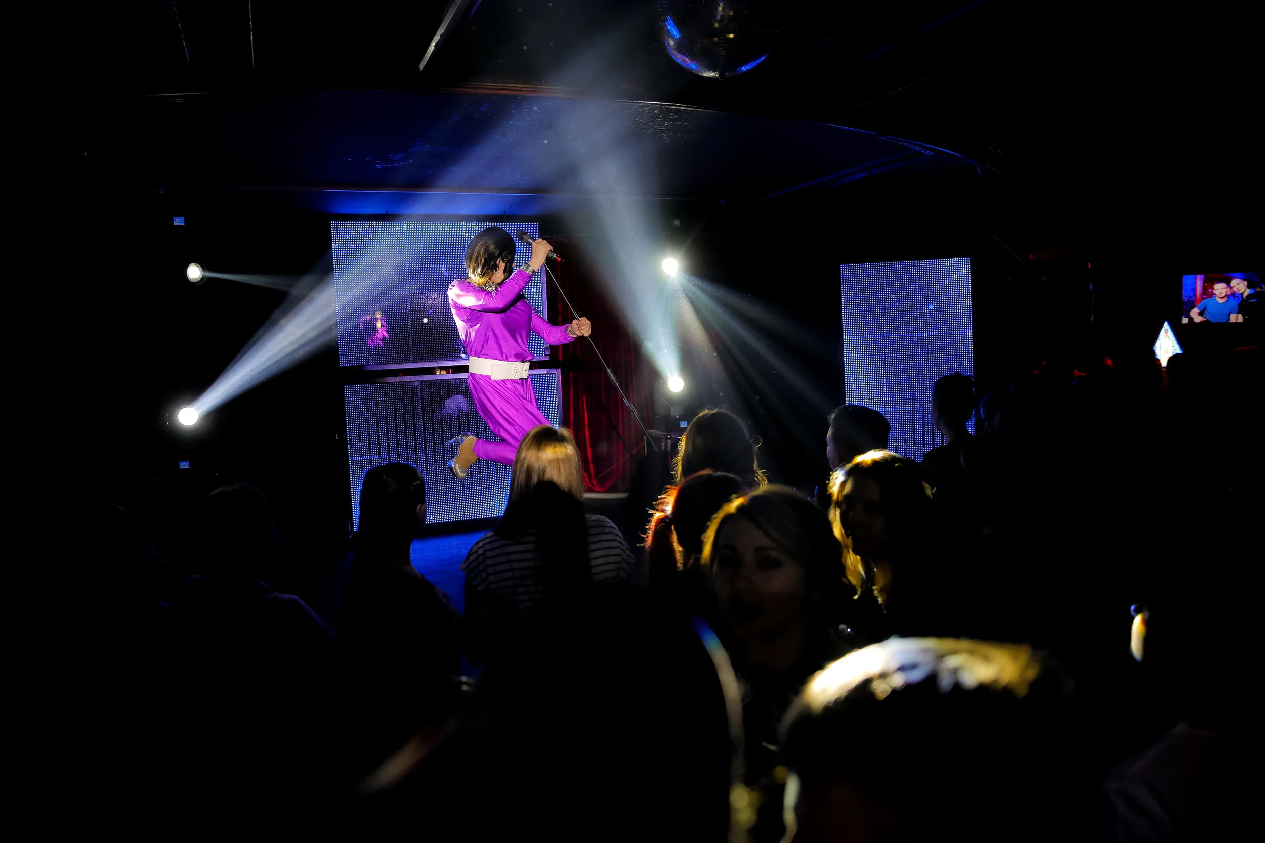 Markus, who uses the stage name Linda Fox, performs at the Fame gay club, during the 2018 soccer World Cup in Yekaterinburg, Russia on Sunday, June 24, 2018 (AP Photo/Vadim Ghirda)