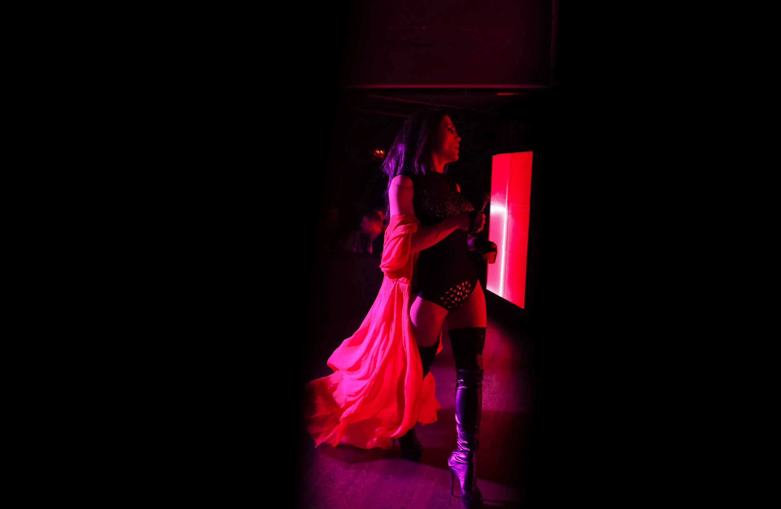 Andrei, who uses the stage name Star Vasha performs at the Fame gay club, during the 2018 soccer World Cup in Yekaterinburg, Russia on Sunday, June 24, 2018. (AP Photo/Vadim Ghirda)
