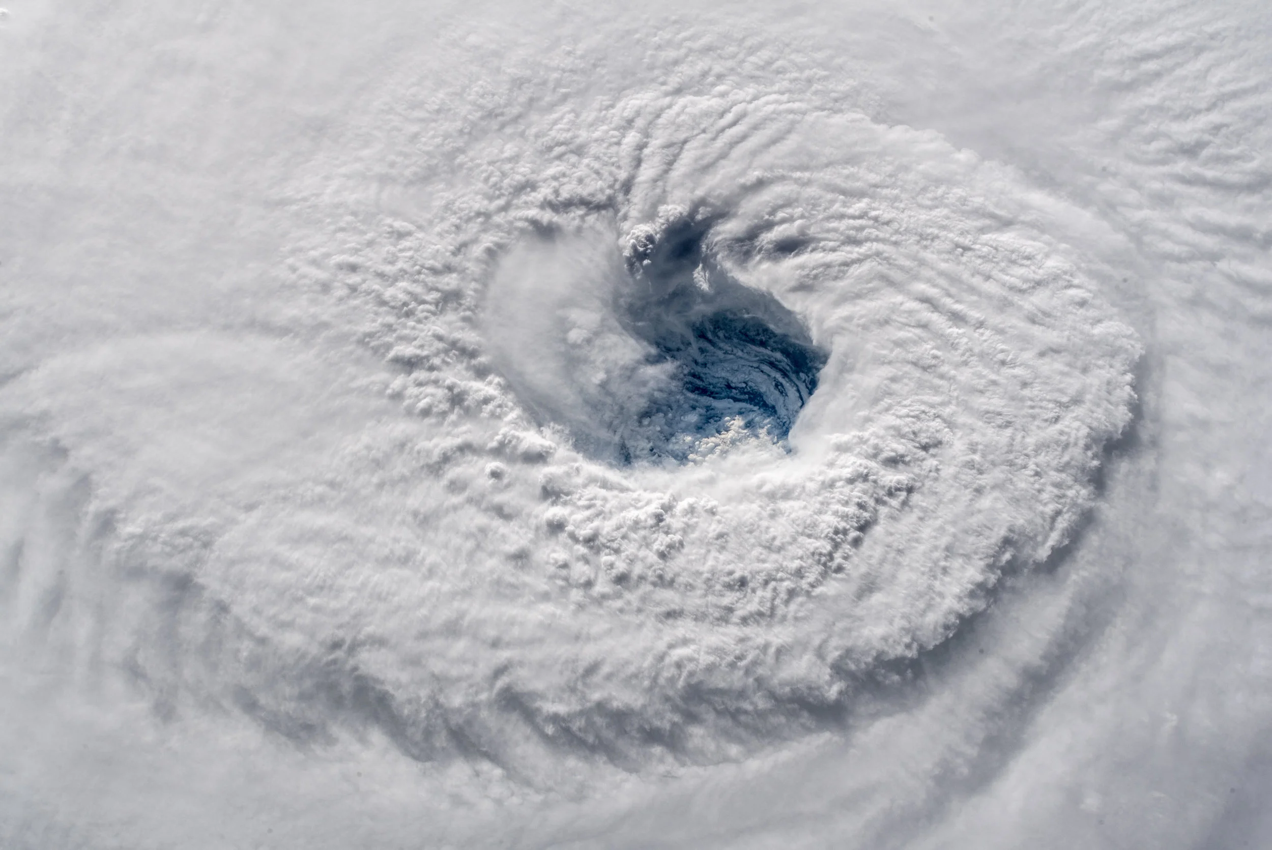 In this Sept. 12, 2018 photo provided by NASA, Hurricane Florence churns over the Atlantic Ocean heading for the U.S. east coast as seen from the International Space Station. (Alexander Gerst/ESA/NASA via AP)