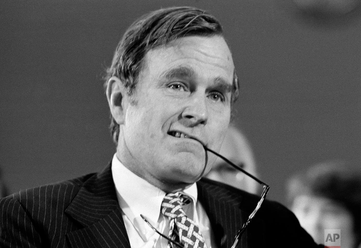 Republican Party chairman George Bush calls a meeting of the Republican National Committee in Washington, April 26, 1973. (AP Photo/Bob Daugherty)