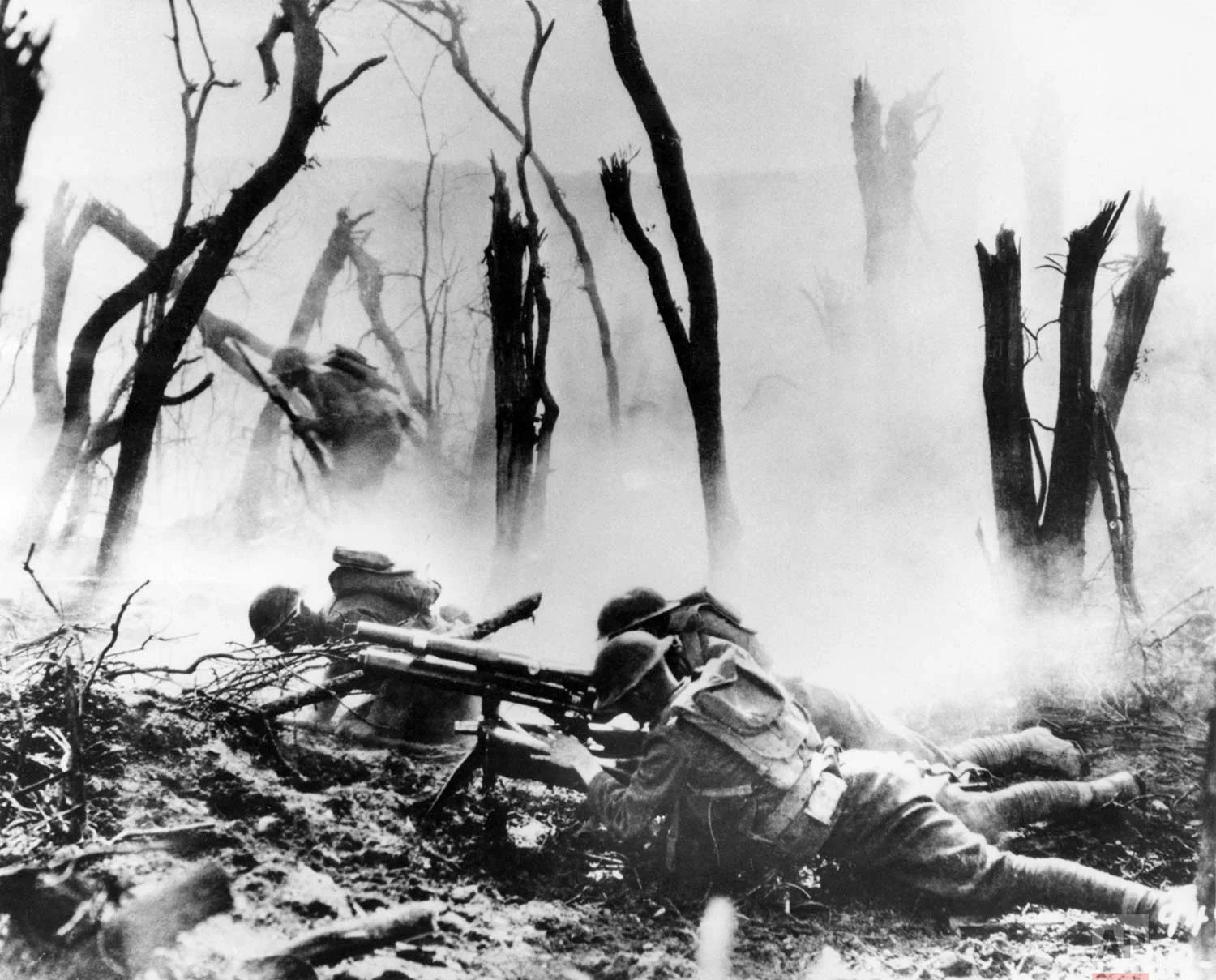 In this Sept. 26, 1918 photo, a U.S .Army 37-mm gun crew man their position during the World War One Meuse-Argonne Allied offensive in France. (AP Photo)