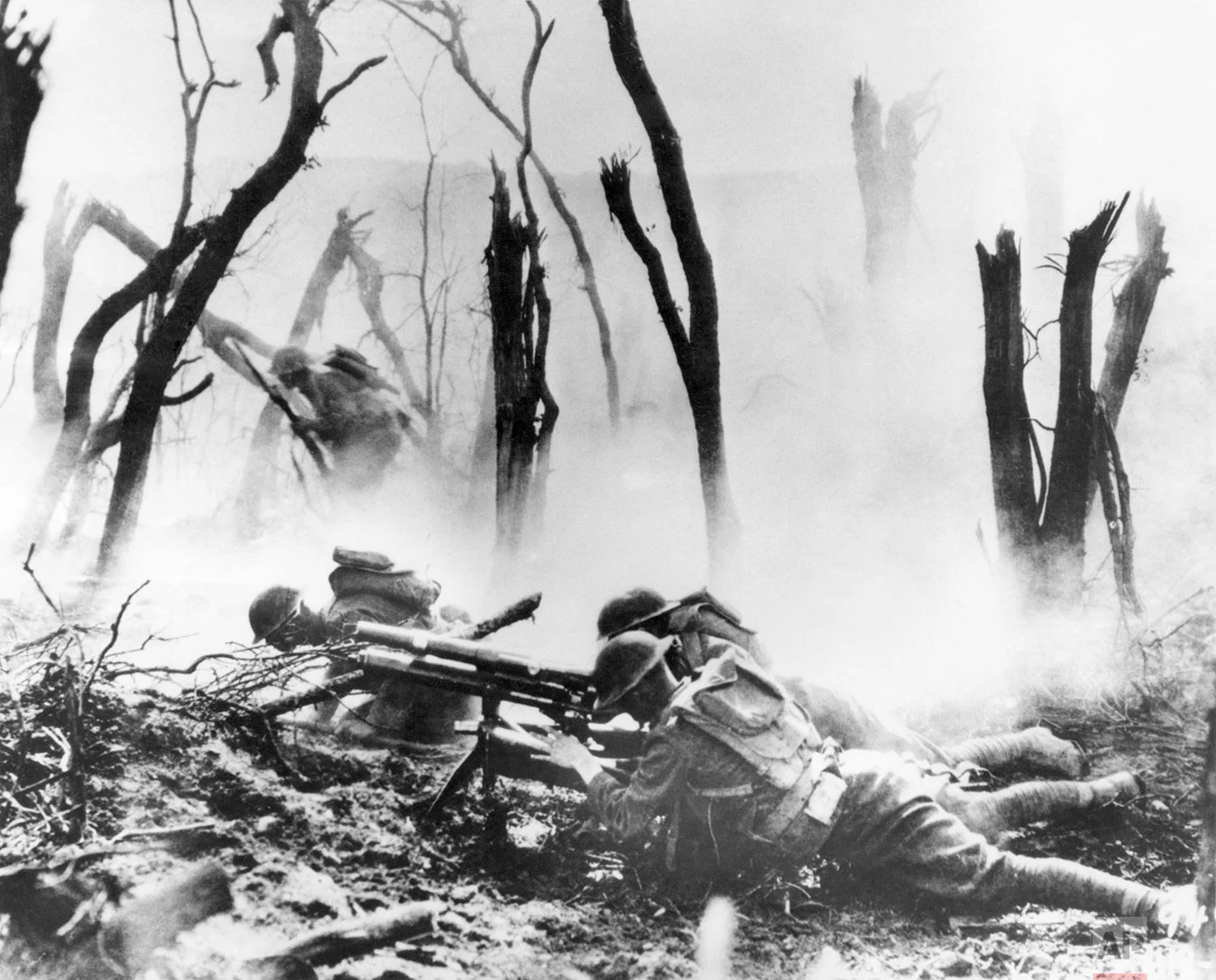 In this Sept. 26, 1918 file photo, a U.S .Army 37-mm gun crew man their position during the World War One Meuse-Argonne Allied offensive in France. (AP Photo)